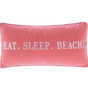 Levtex Home Eat Sleep Beach Pillow Coral 12X24 New with Tags